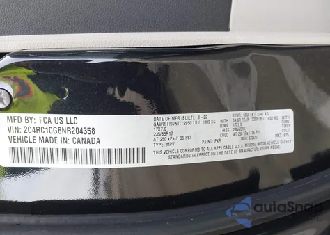 2022 Chrysler Voyager Lx from USA, damaged, VIN 2C4RC1CG6NR204358